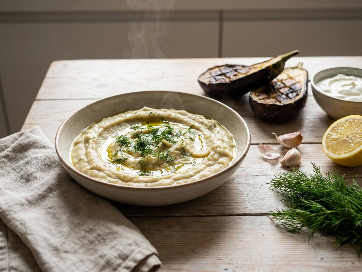 Smoky Eggplant Puree with Yogurt and Dill