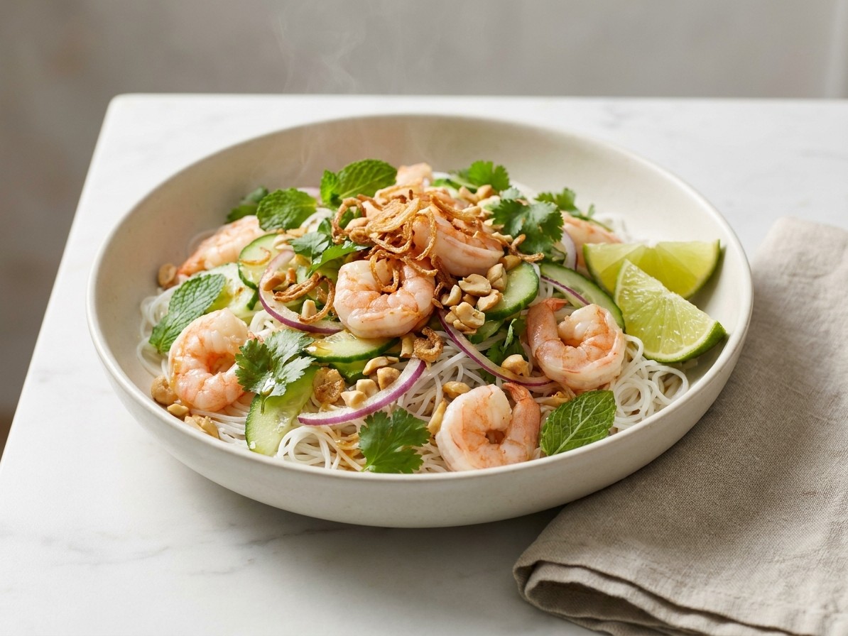 Vietnamese Shrimp and Noodle Salad with Crispy Shallots