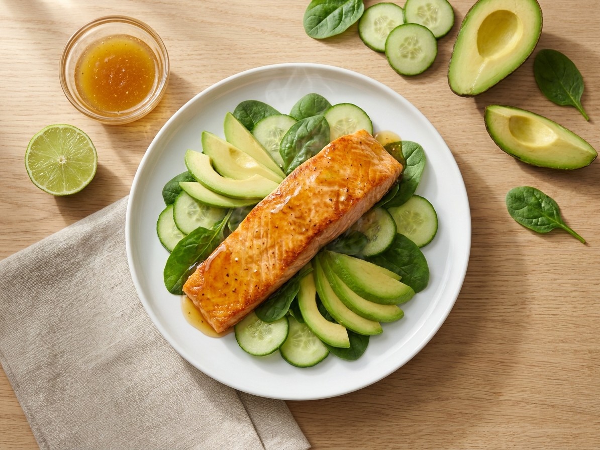 Salmon, Avocado, and Cucumber Salad