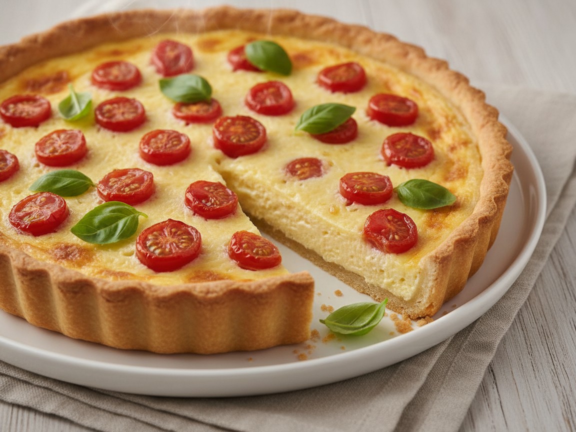 Cream Cheese Tart with Marinated Tomatoes