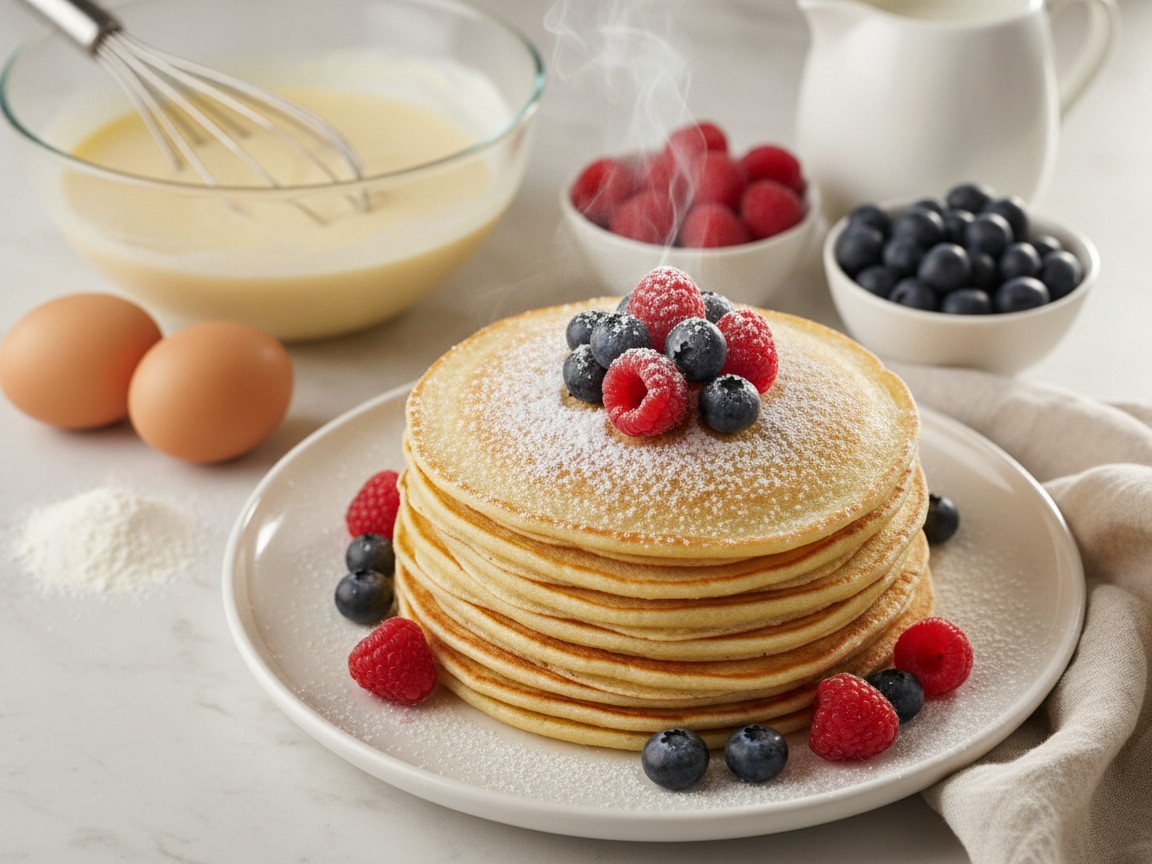 Easy Thin Pancakes with Fresh Berries