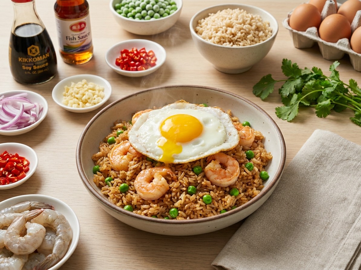 Thai Fried Rice with Shrimp and Peas