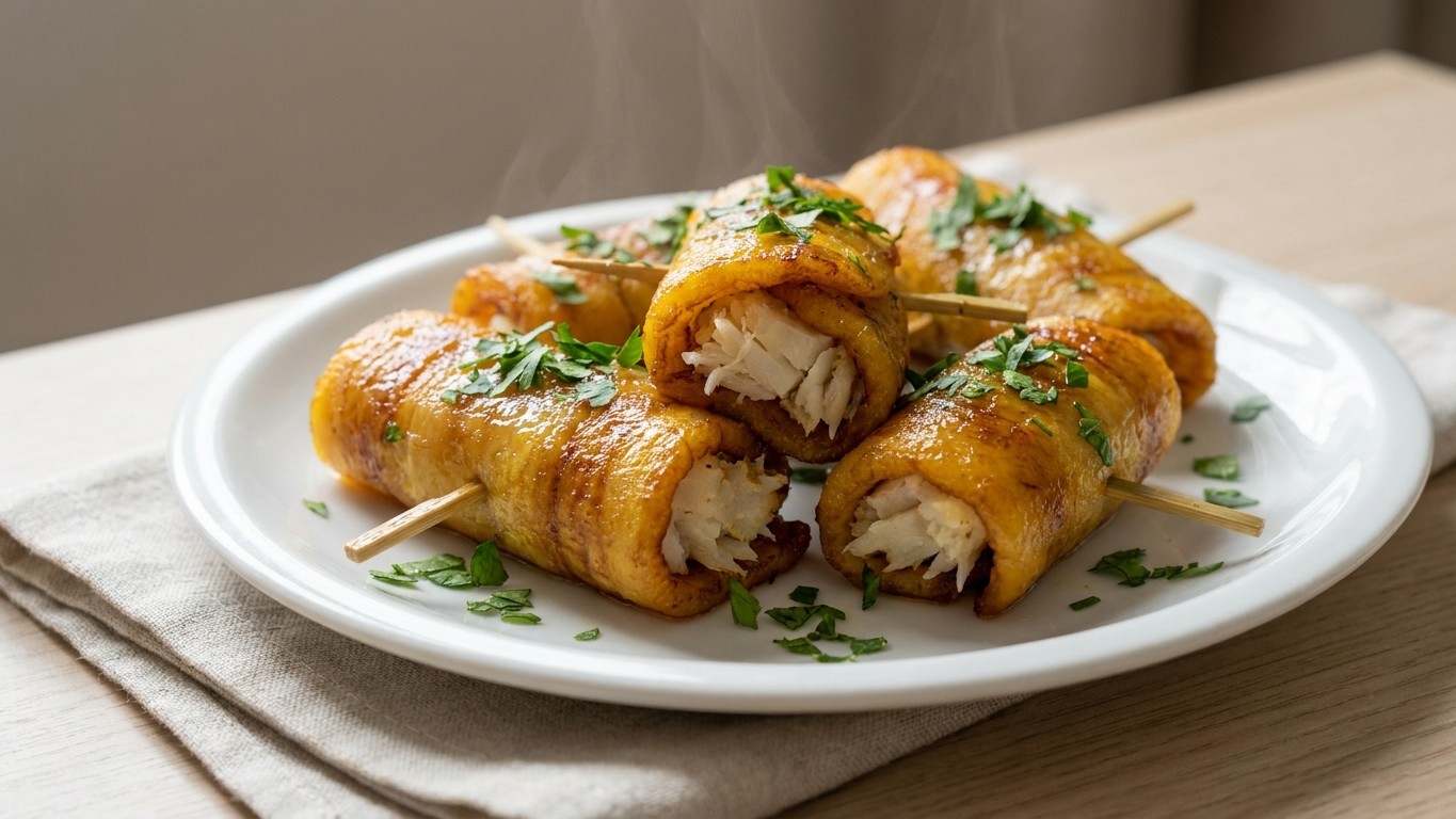 Fried Plantain Rolls with Codfish