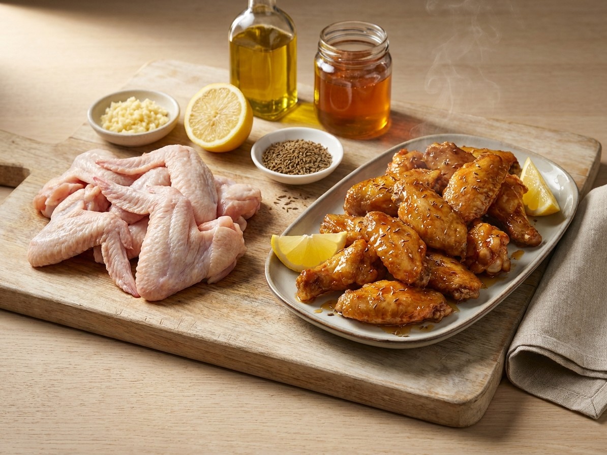Cumin, Lemon and Garlic Chicken Wings