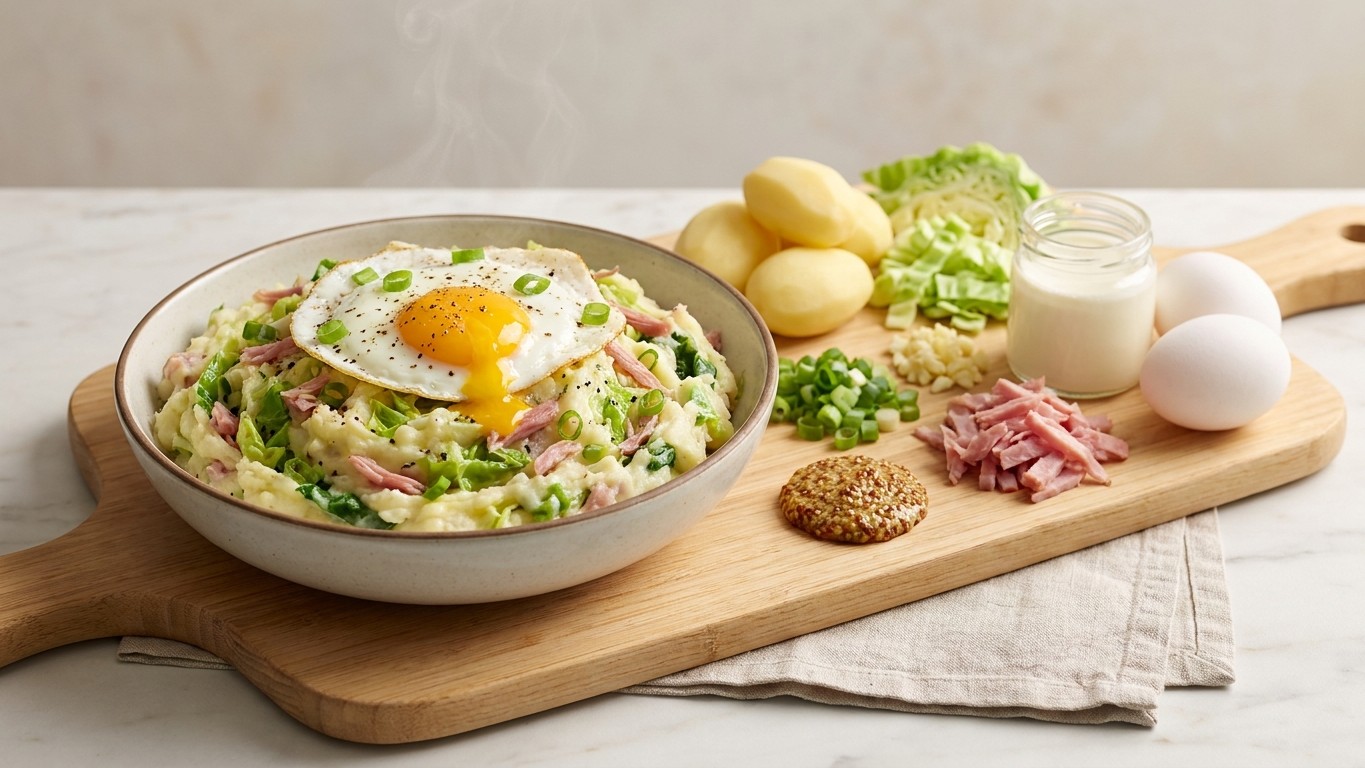 Ham Hock Colcannon with Fried Eggs