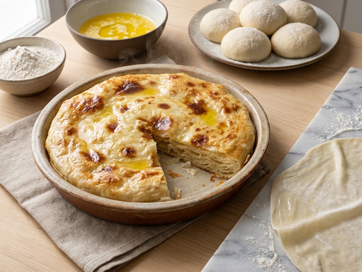 Egyptian Feteer Meshaltet (Flaky Layered Flatbread)