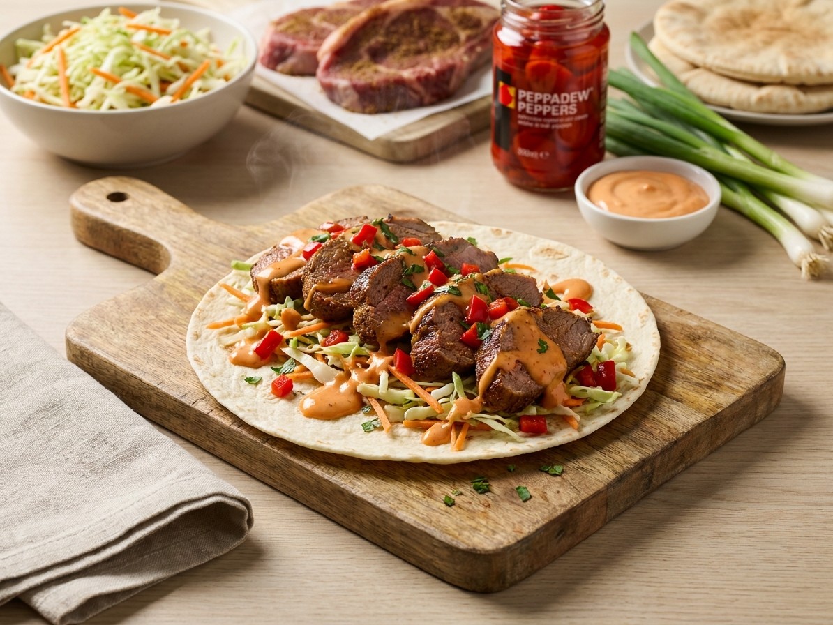 Hot Cumin Lamb Wraps with Crunchy Slaw and Spicy Mayo