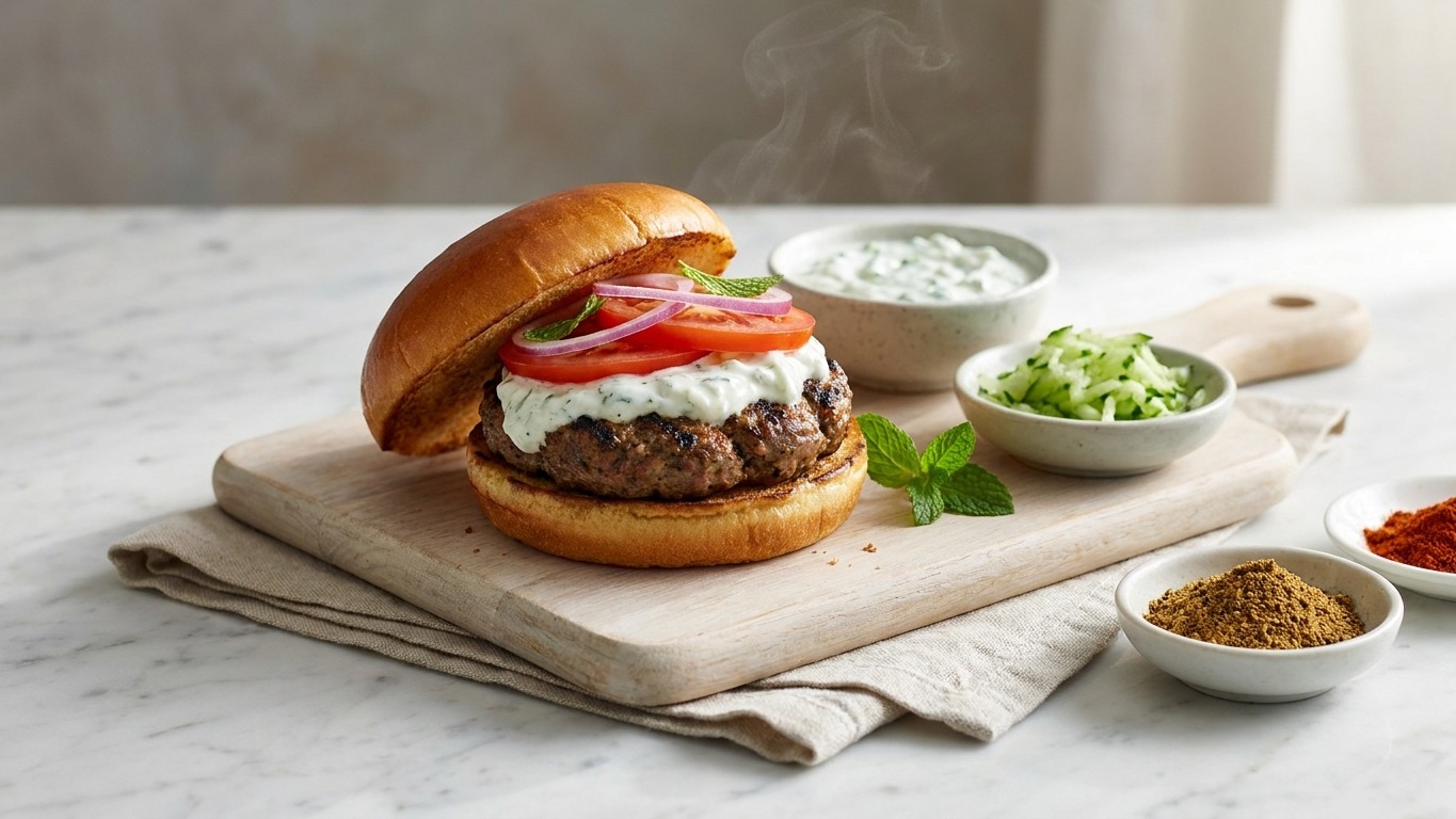 Lamb Burgers with Fresh Tzatziki