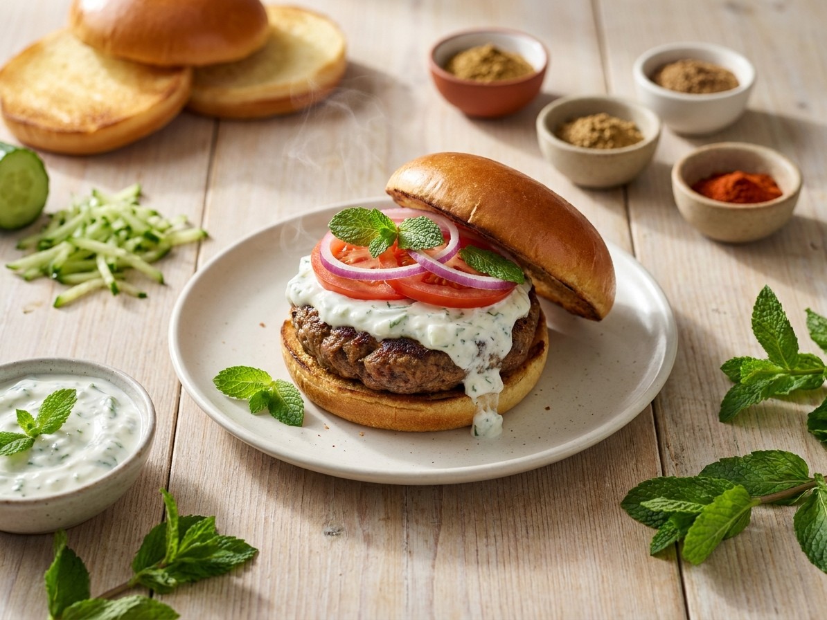 Lamb Burgers with Fresh Tzatziki