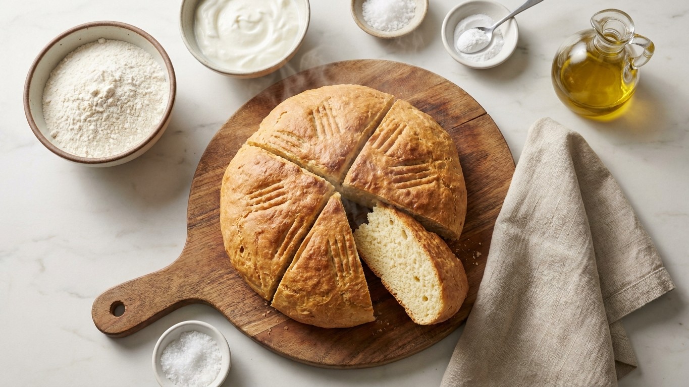 Albanian Kulaç (Yogurt Soda Bread)