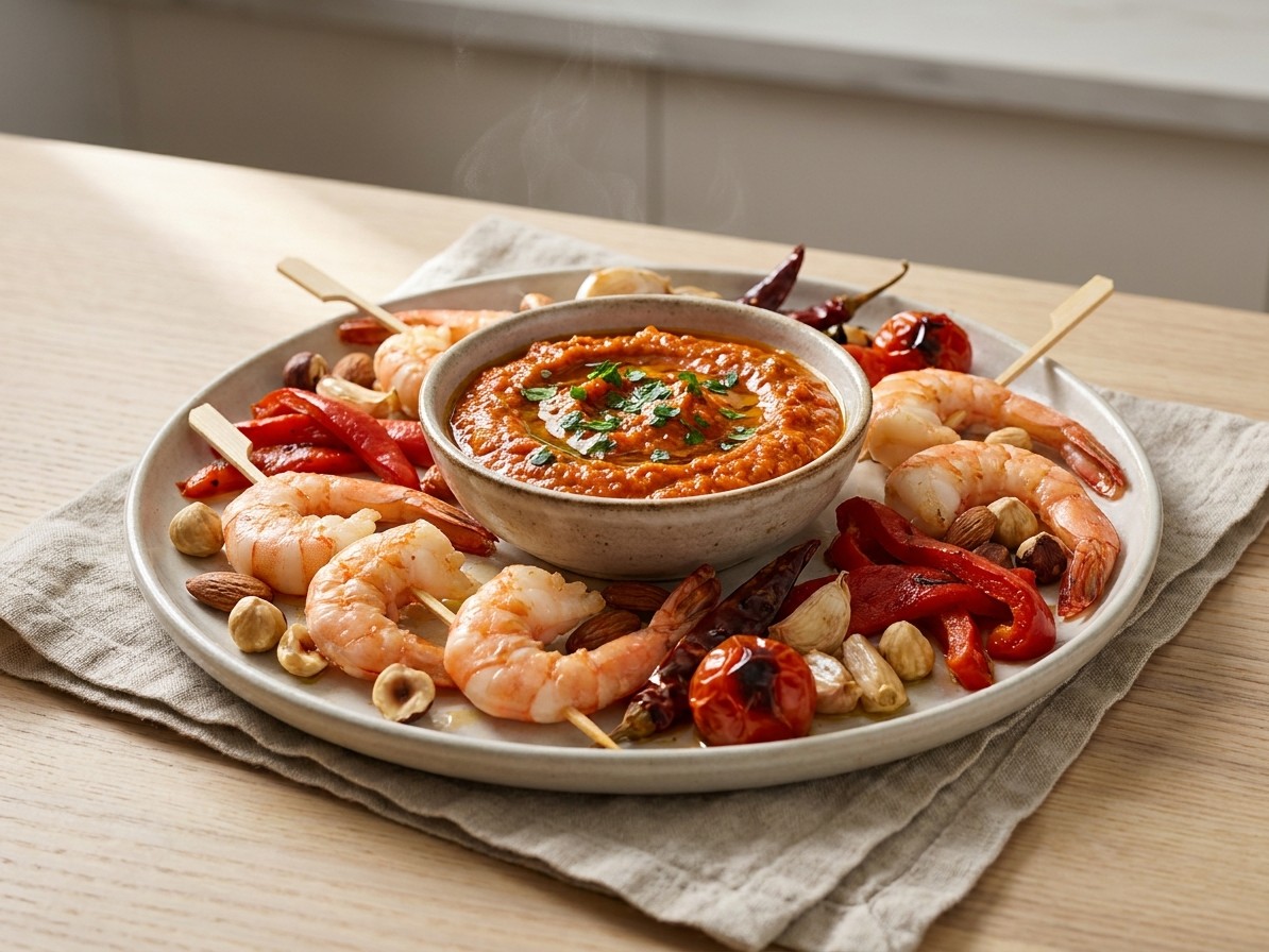 Spanish Shrimp with Romesco Sauce