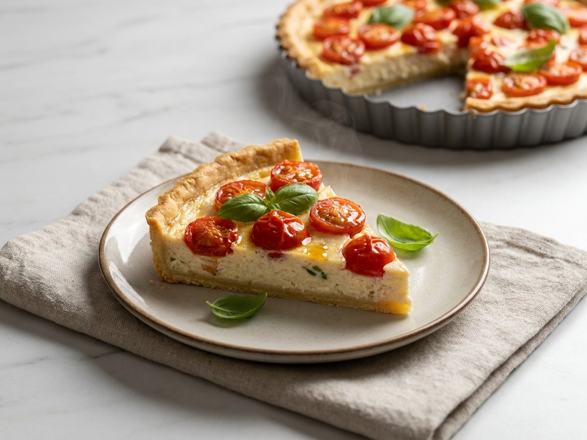 Cream Cheese and Parmesan Tart with Marinated Tomatoes