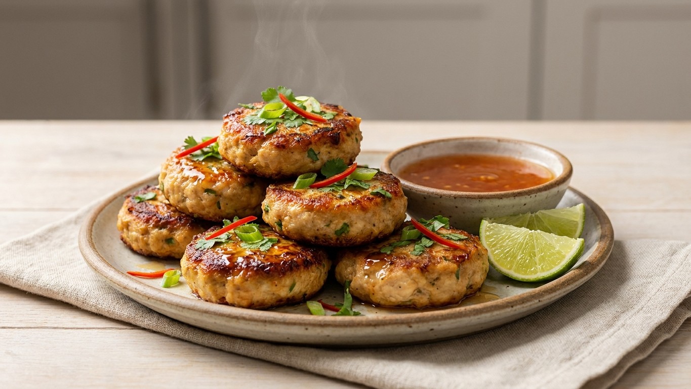 Thai Chicken Cakes with Sweet Chilli Sauce