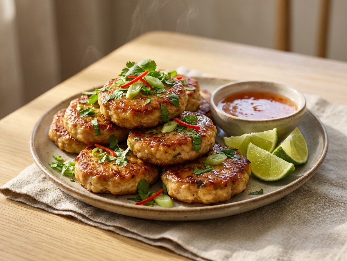 Thai Chicken Cakes with Sweet Chilli Sauce