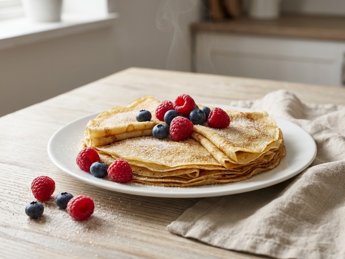 Easy Thin Pancakes with Berries