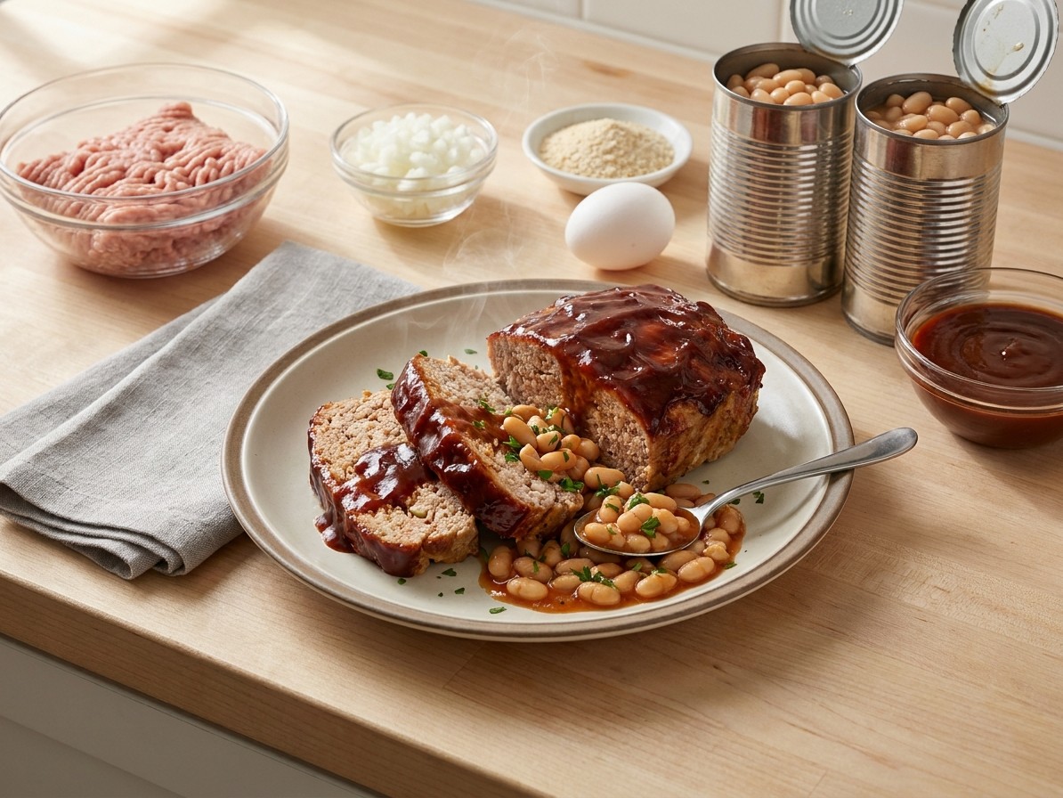 Turkey Meatloaf with Saucy White Beans