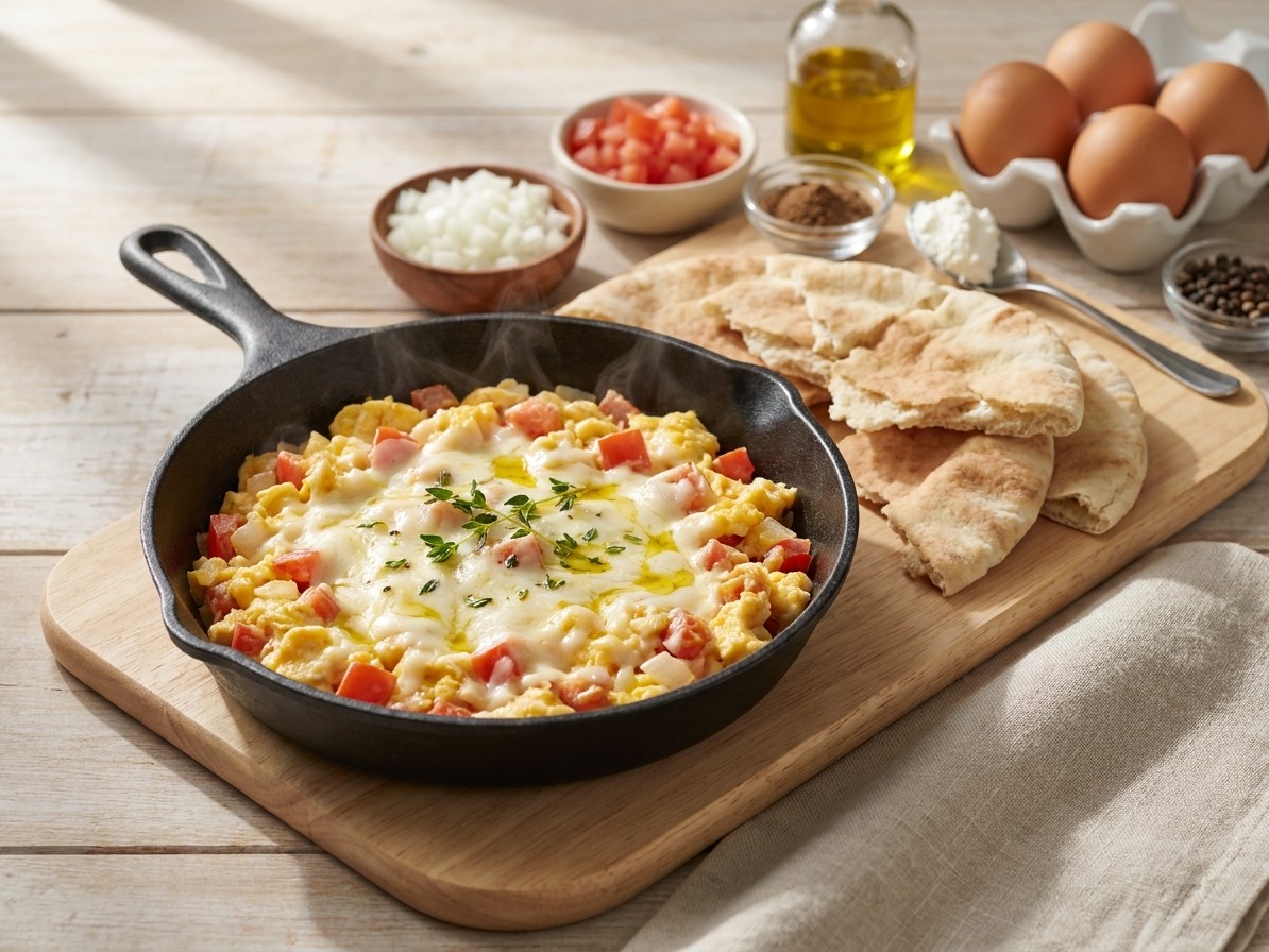 Yemeni Lahsa (Cheesy Skillet Shakshuka)