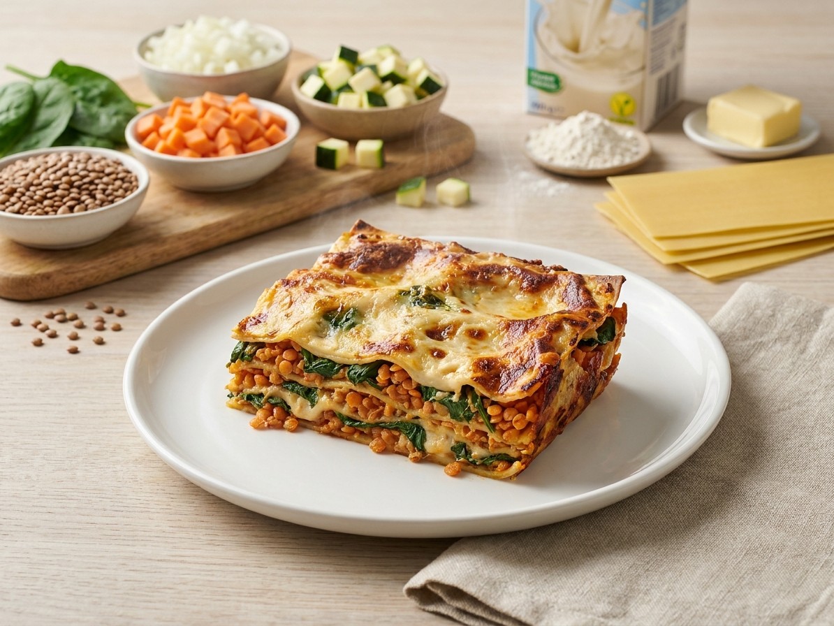 Vegan Lasagna with Lentils and Spinach
