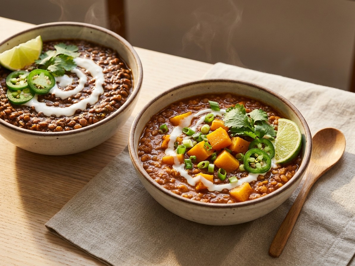 Smoky Lentil Chili with Roasted Squash