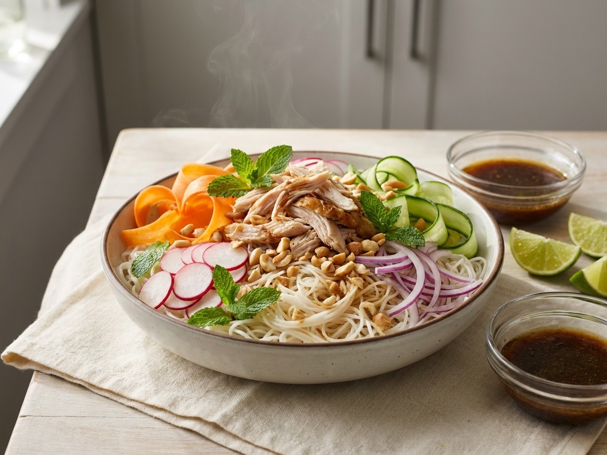 Vietnamese Chicken Salad with Rice Noodles