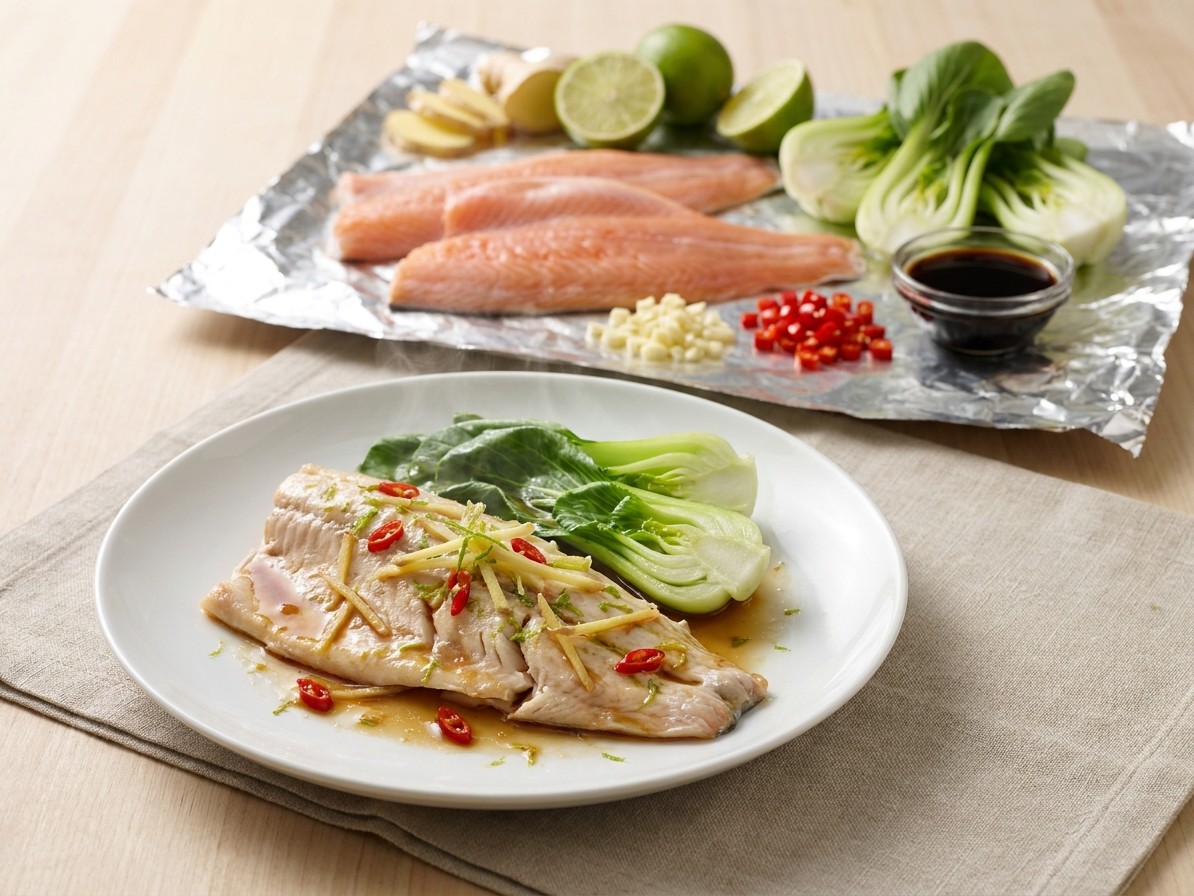 Thai-Style Steamed Trout in a Foil Packet