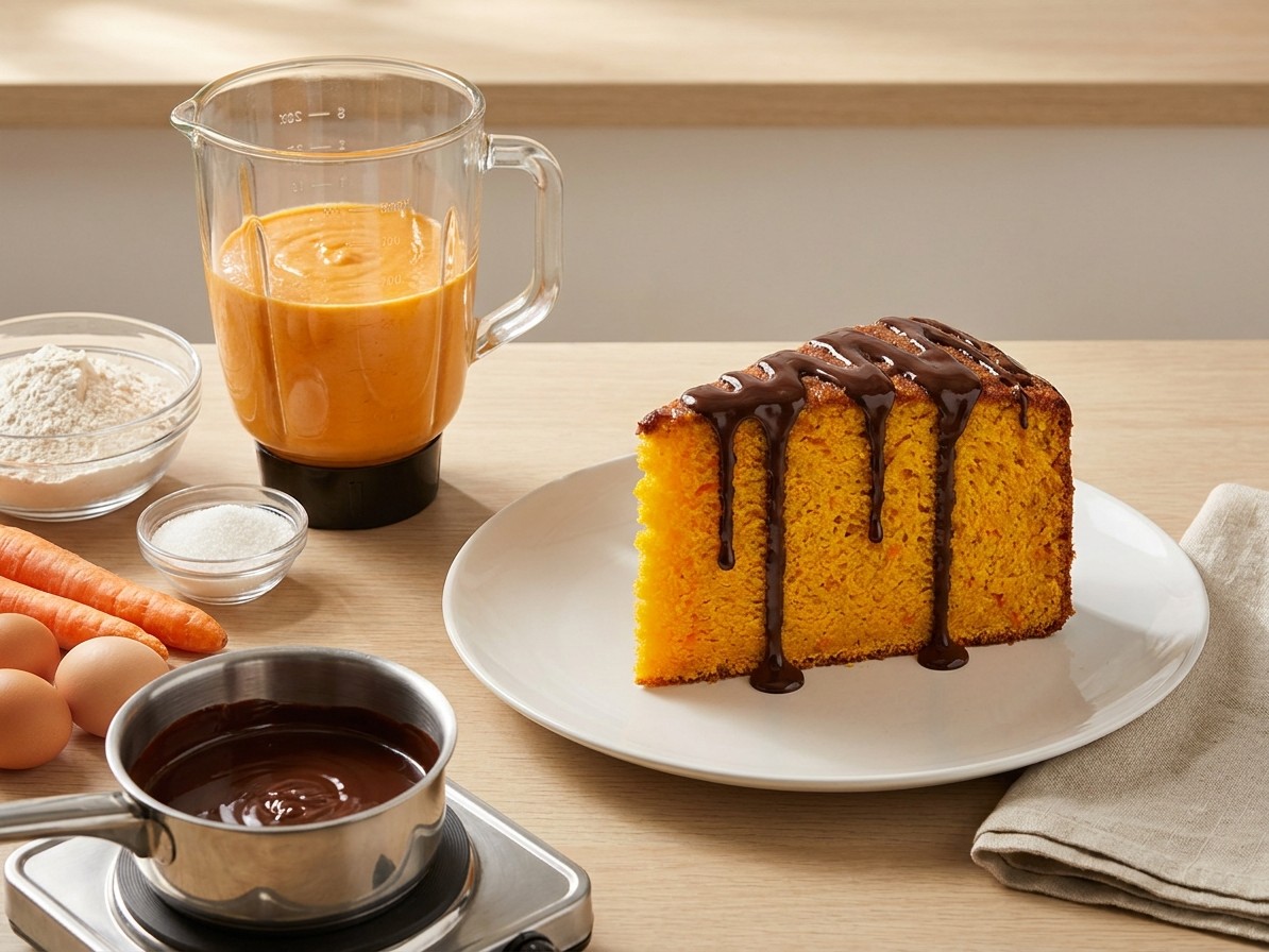 Brazilian Carrot Cake with Chocolate Drizzle