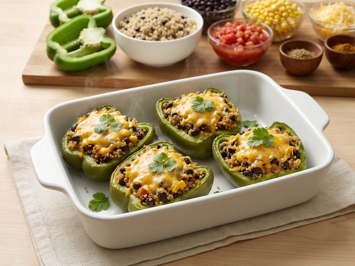 Quinoa and Black Bean Stuffed Bell Peppers