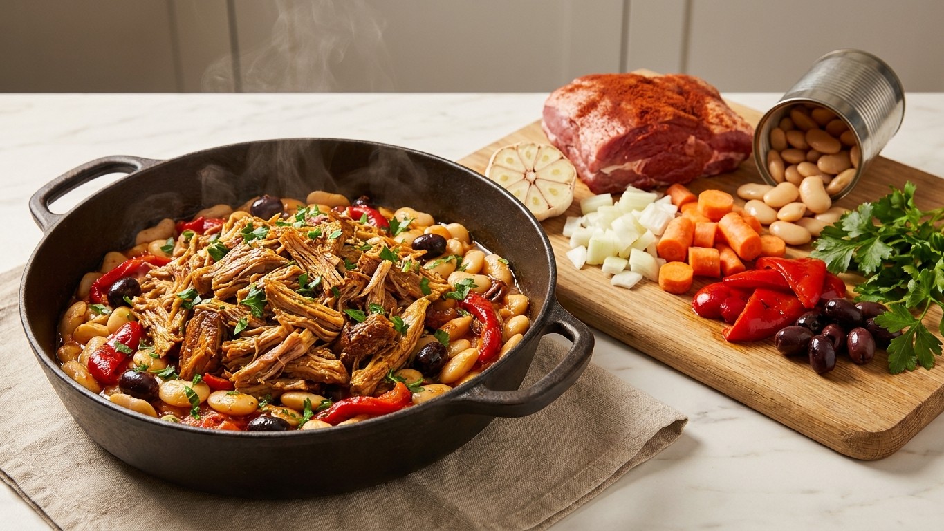 Spanish-Style Slow-Cooked Lamb Shoulder and Beans