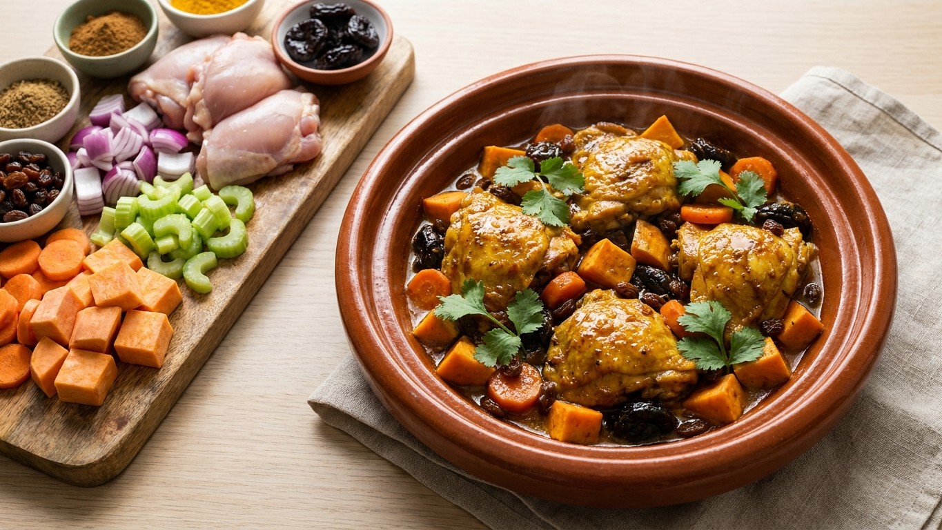 Chicken and Sweet Potato Tagine with Carrots