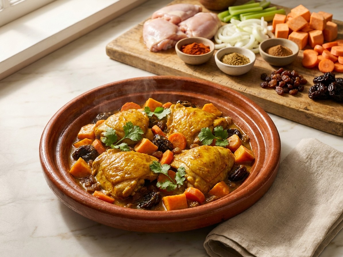 Chicken and Sweet Potato Tagine with Carrots